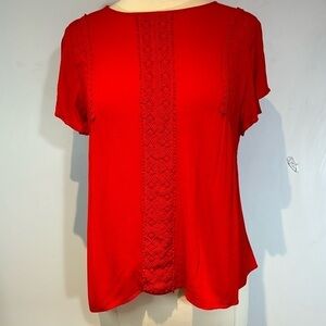Allie Rose cherry red boho short sleeved blouse size medium